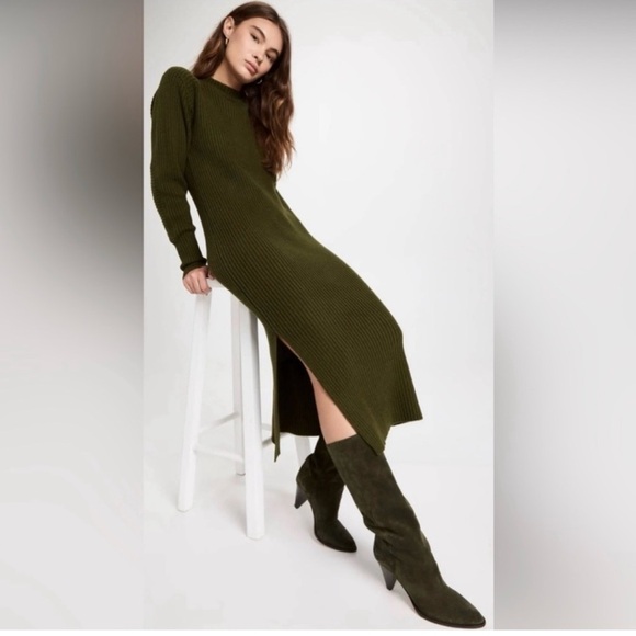anine bing green dress ANINE BING Cole Dress